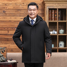 中老年羽绒服男爸爸装可拆卸内胆活里活面加厚冬季大码中长款外套，男装羽绒服，电商B212（原钱塘6029）