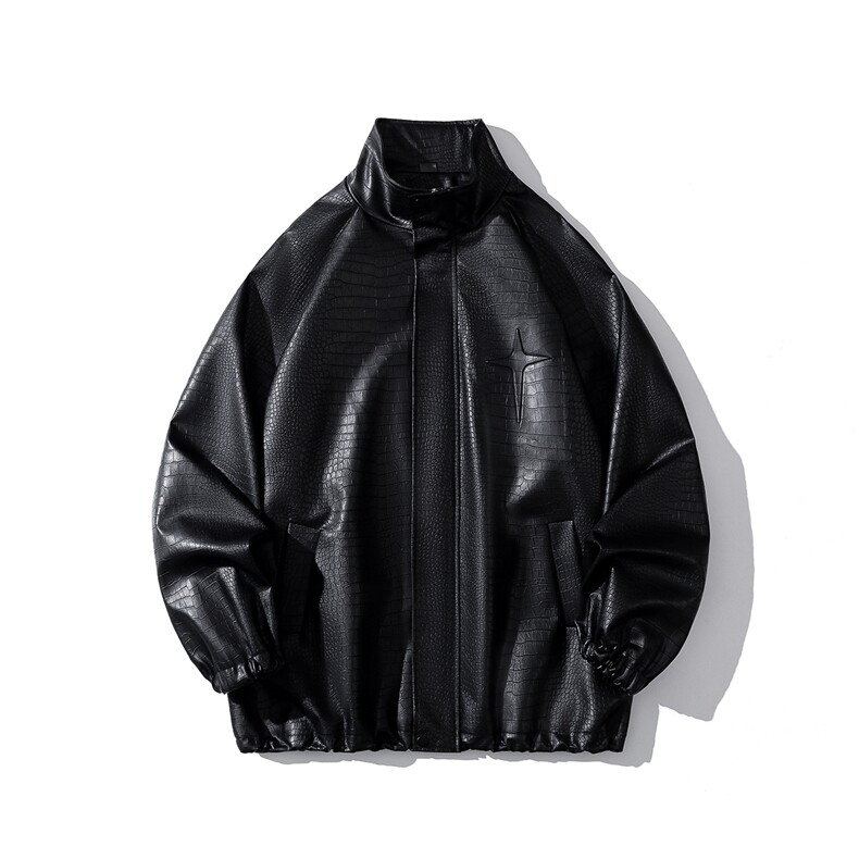 1白底鳄鱼纹钢印四芒星图案潮流大码M-5XL夹克男JK77739P85控118，男装夹克，星座226-2