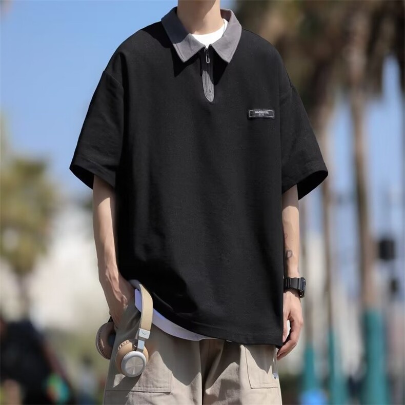 日系短袖polo衫男女潮牌潮流上衣服重磅T恤半袖美式复古FT91-p32,男装Polo衫,星座1008