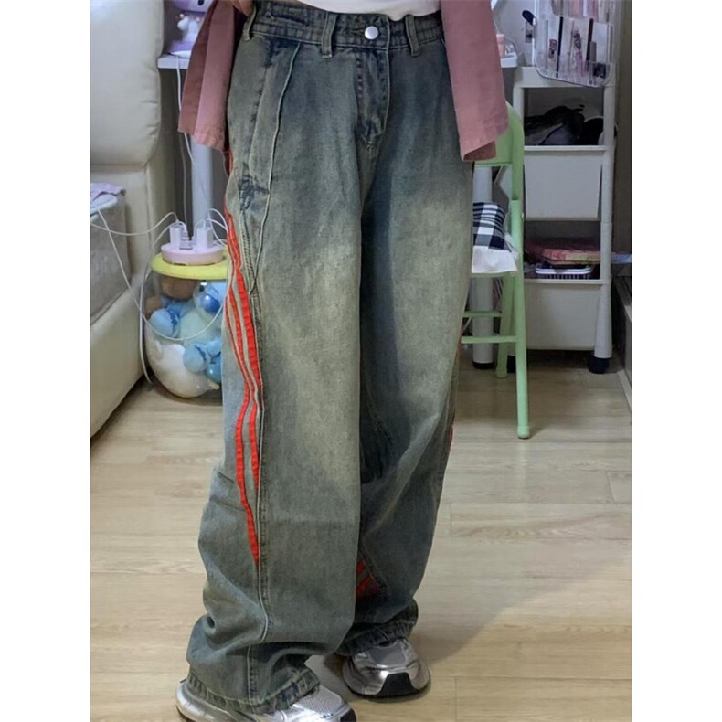 【有货】美式复古条纹牛仔裤男女款春秋三条杠裤子G8512HH-特P55,男装牛仔裤,星座1007（原301D）