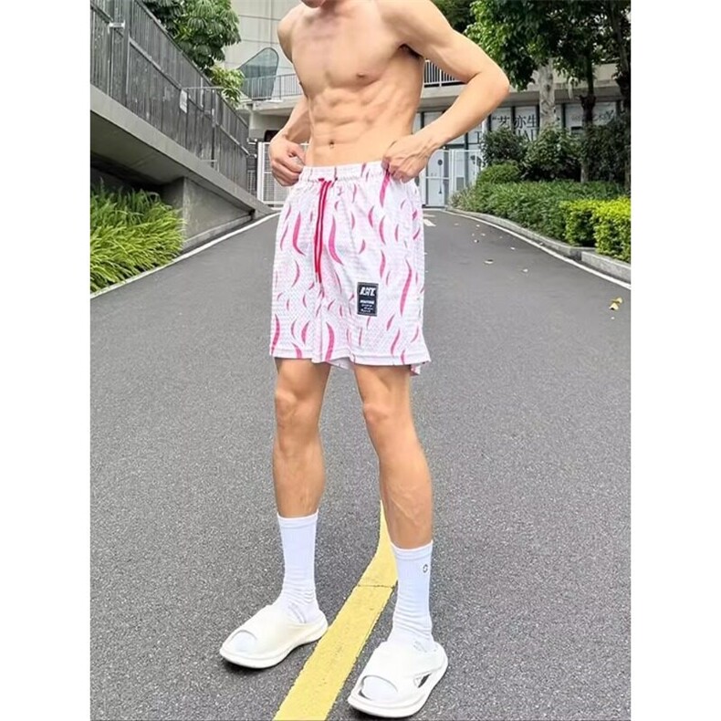 美式速干运动短裤凉感蟒蛇纹理篮球裤子透气中裤DK6001P28,男装休闲裤,星座908