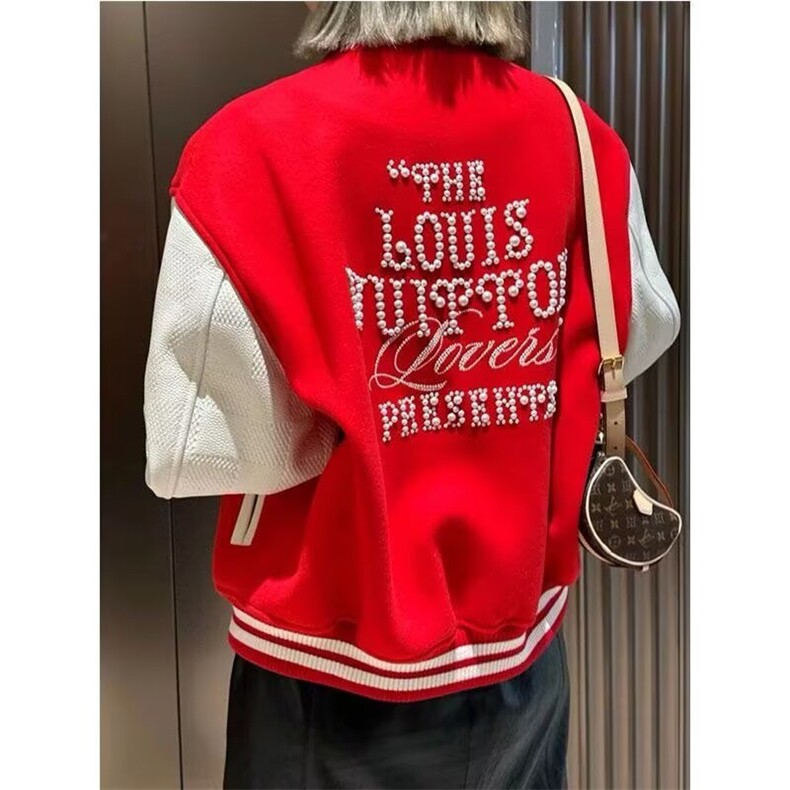 1506-1/GJ7360/P77美式珍珠刺绣拼接撞色棒球服外套,女装短外套,星座1506A