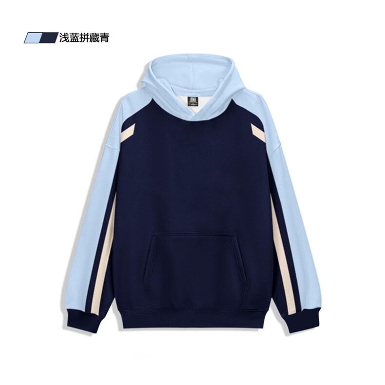抖音得物二开25秋冬美式重磅全棉拼接撞色连帽卫衣外套CM32,男装卫衣,电商A486