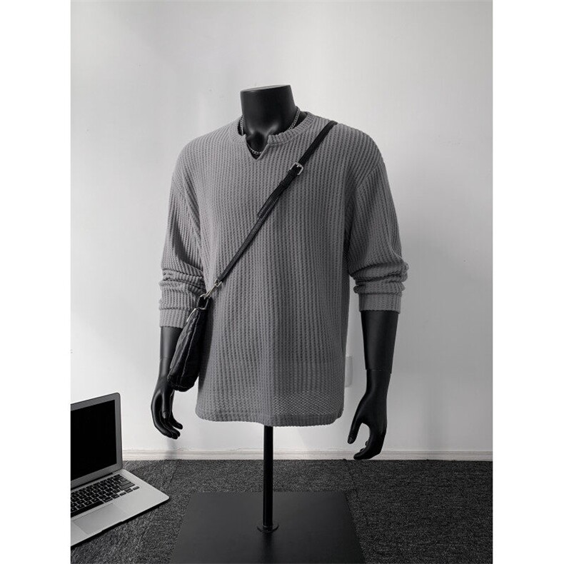 XZ809A/TTT1/P35/控4825春款美式V领肌理感百搭长T恤打底衫,男装T恤,星座809A(原222-1)