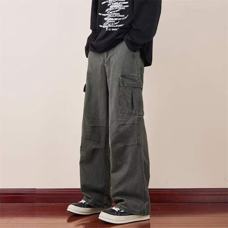 原版质量军绿色直筒牛仔裤AM528P65,男装牛仔裤,星座1013-5