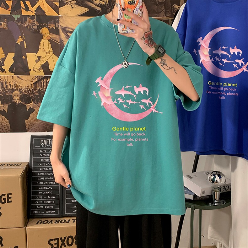 DX17209-P20纯棉短袖t恤男大码半袖打底衫宽松体恤衫海报风,男装T恤,电商A040