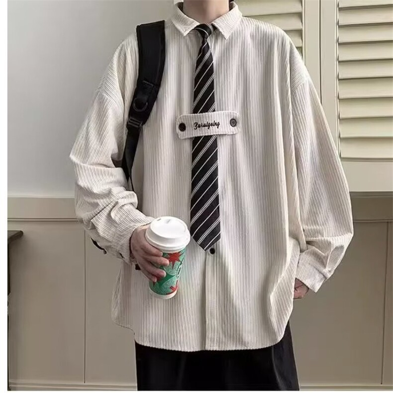 JY407-P56宽松chic港味日系学院风衬衣外套网图,男装衬衫,星座1501-3