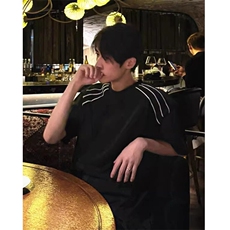 高品质二开240克宽松纯棉美式高街痞帅三杠拉条短袖T恤特P25，男装T恤，电商A486-1