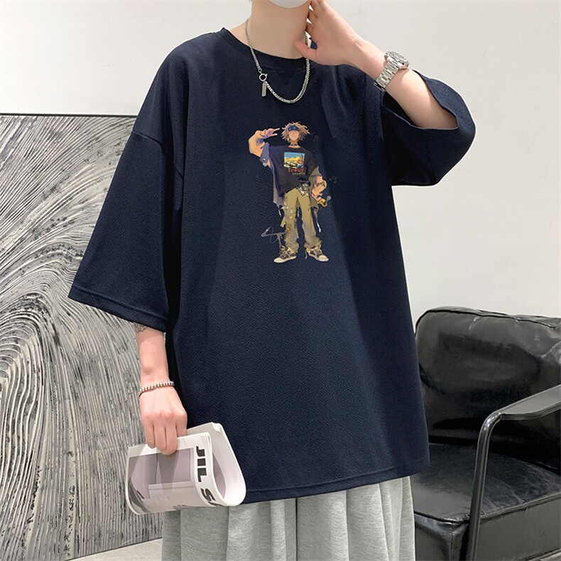 冰丝七分袖t恤男大码五分袖男短袖男中袖Q11419-P30,男装T恤,电商A040