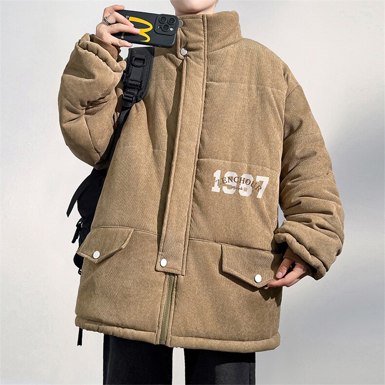 DT2235-TP130控价178冬季新款字母印花外套男保暖休闲宽松棉衣,男装棉衣,电商A102-1