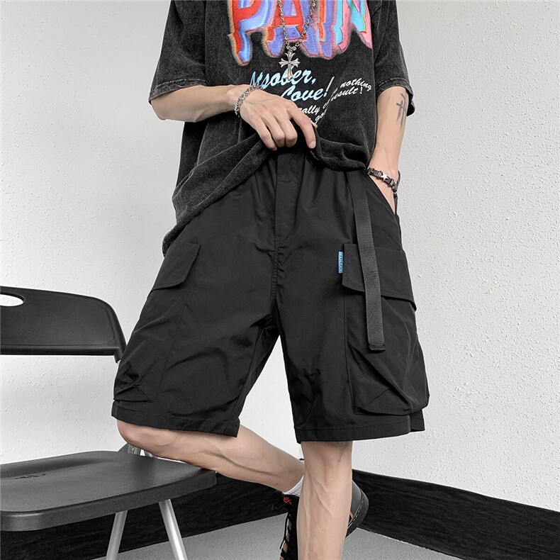2026夏装新款高街多口袋工装短裤机能风五分裤DK1699/特P40黑2,男装牛仔裤,电商A094