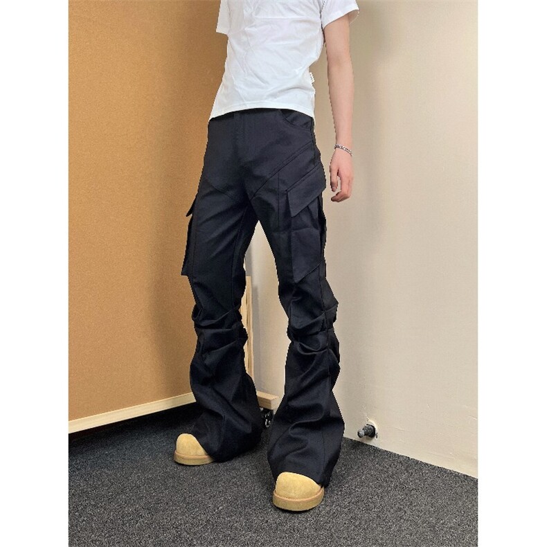 美式高街机能冲锋褶皱多口袋工装裤男女直筒宽松休闲裤-X881,男装工装外套,星座601-1