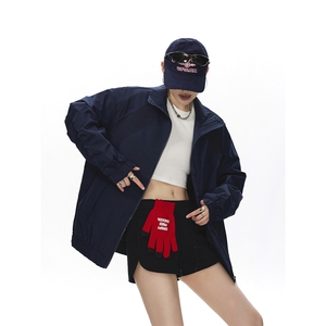 美式罗纹拼接袖子褶皱大码M-5XL教练夹克女JK78056P69控105图片