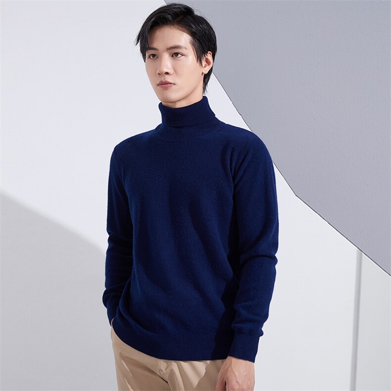 秋季羊绒衫男商务青年半高领套头打底衫加厚保暖羊绒针织衫男装，男装羊毛衫，牧绒家园高端店