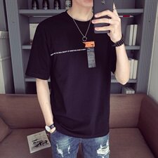 404-T042021新款贴标T恤休闲半袖男T短袖男白色，男装T恤，星座404A