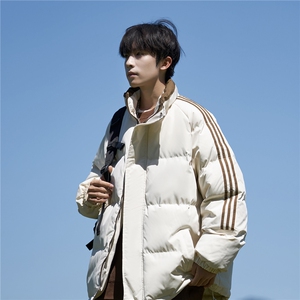 ！冬季条纹五防立领加绒加厚棉衣情侣撞色棉服外套MY7777-P68图片