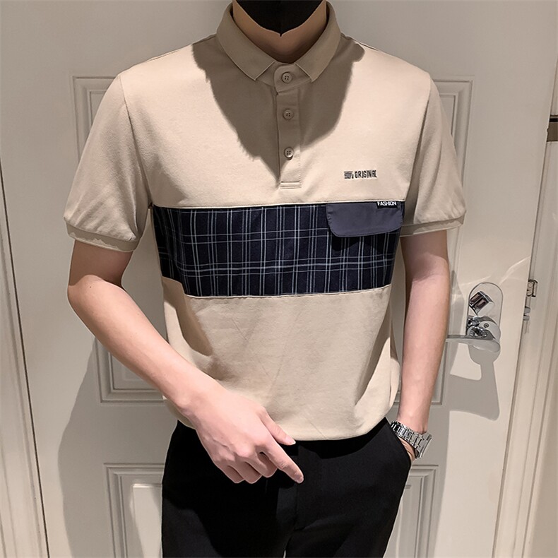 卡其2023社会小伙修身绣花短袖polo衫男士短袖T恤PL802-P58控价78，男装Polo衫，电商A108