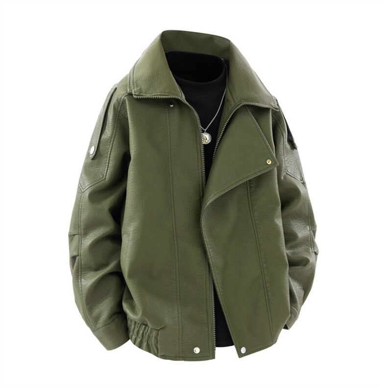 得物二开嘻哈街头机车服男士PU皮衣宽松潮牌外套痞帅JK1191-P90,男装皮衣,星座1103-3