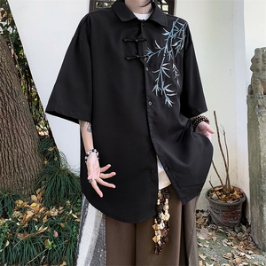 新中式衬衫男士韩版潮流刺绣痞帅气文艺2024新款ins外套CY771-P36图片