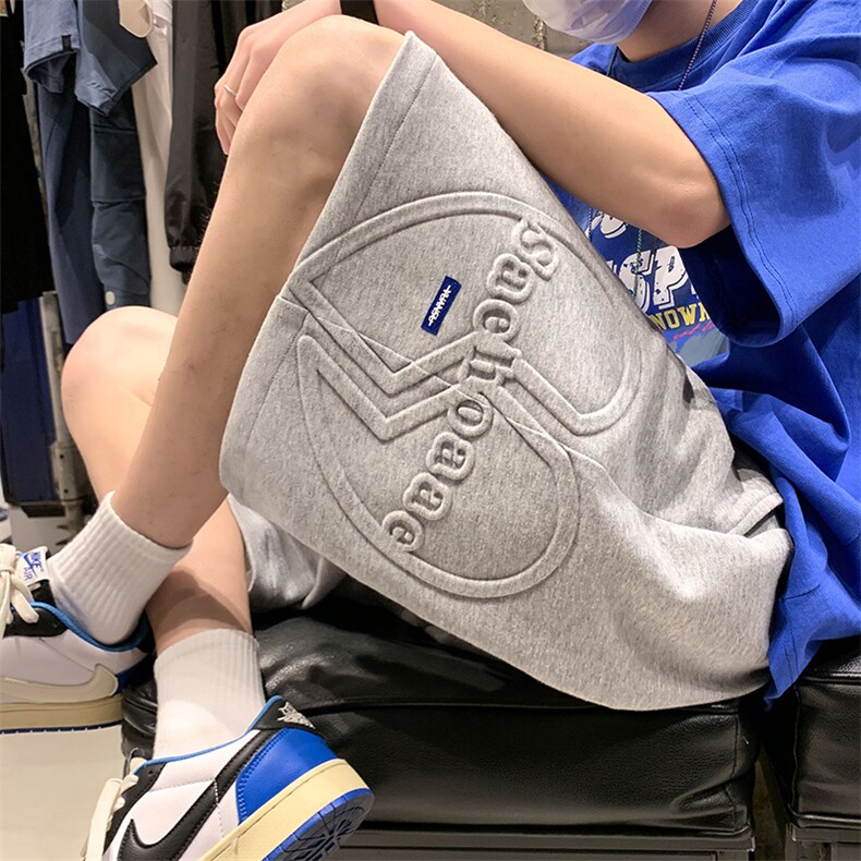 港风情侣2023夏季3D钢印休闲短裤五分裤卫裤DK22820-P45,男装休闲裤,电商A042