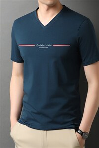 2023年短袖T恤男装休闲百搭v领潮流上衣青中年潮流男上衣,男装T恤,电商B212（原钱塘6029）
