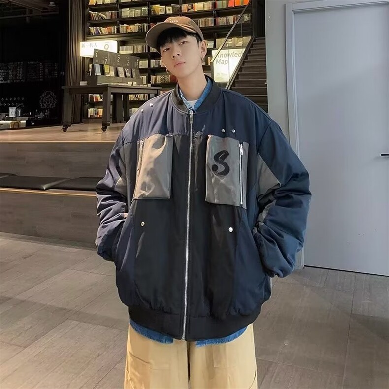 2024新款拼接棒球服飞行夹克男士潮流复古机能风外套M8825-P78,男装夹克,星座1109-3