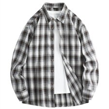 春季新款（跨境电商）格子男女情侣款潮流宽松格纹衬衣，男装衬衫，星座1107-1