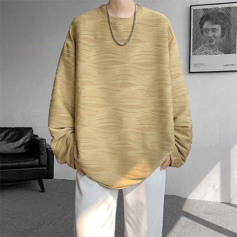 8XL-M肌理感长袖T恤男宽松重磅上衣痞帅高级感内搭打底衫P45控68,男装T恤,电商D206-1
