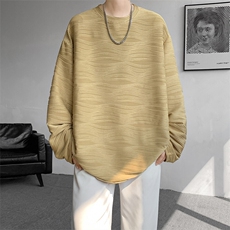 8XL-M肌理感长袖T恤男宽松重磅上衣痞帅高级感内搭打底衫P45控68，男装T恤，电商D206-1