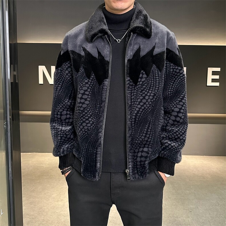 冬季男士时尚加厚仿皮草保暖爸爸装商务夹克外套ZX8885-P245,男装夹克,星座1105-3