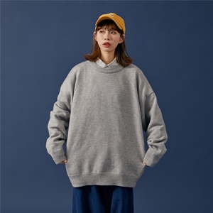 1港风宽松中性情侣潮流纯色大码M-5XL毛衣男外套7979P45加绒P55图片