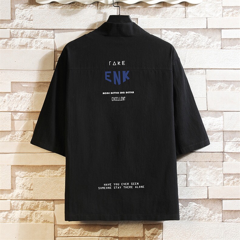 HF59120-P40风汉服男开衫外套七分袖道袍砖墙挂拍,男装民族服装,电商A040A