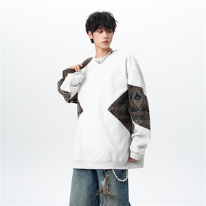 8XL-M 春秋季圆领拼接撞色民族风卫衣男新款潮牌上衣服WY005P58图片