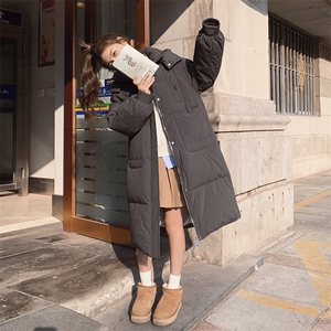 韩版中长款过膝灰色90羽绒服女2025年冬季新款加厚显瘦白鸭绒外套图片