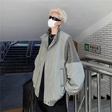 外套男秋款美式复古高级感痞帅潮牌撞色拼接宽松休闲JK8302-P65，女装短外套，星座1109-3