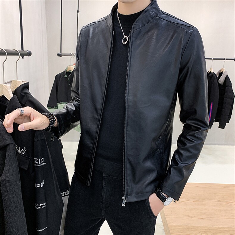 春秋韩版潮流帅气修身PU皮衣男短款青年皮夹克机车服外套813-P55,男装夹克,星座1403B