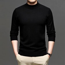 2023秋季新款时尚纯色针织衫男士商务休闲潮流百搭免烫薄款上衣，男装针织衫/毛衣，电商B212（原钱塘6029）