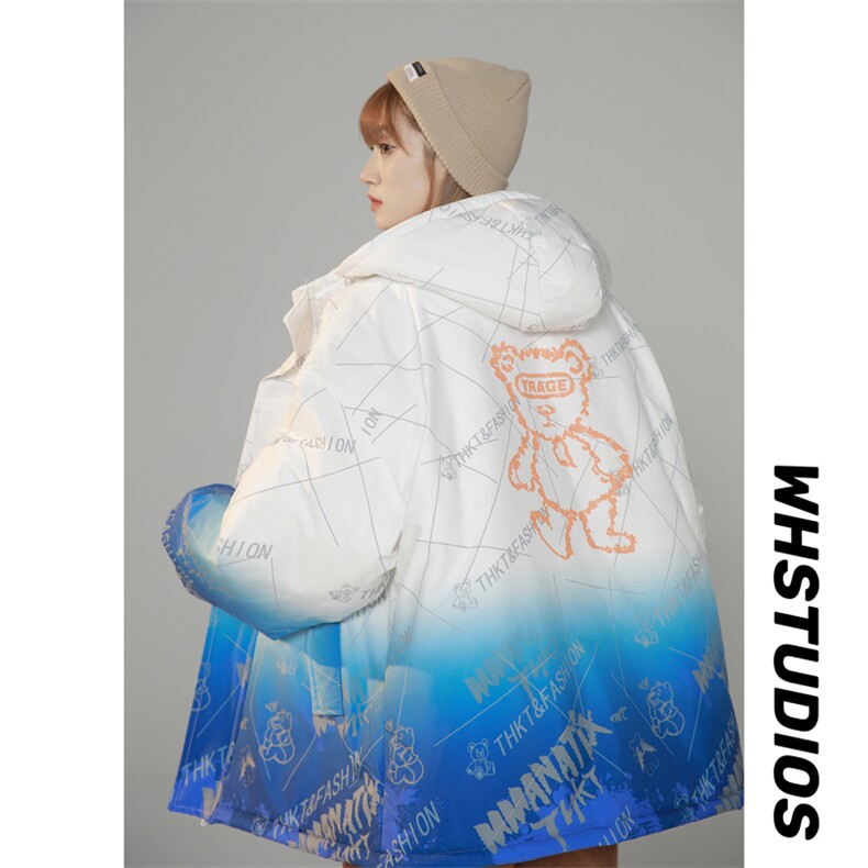 2025冬装渐变棉衣女连帽棉服宽松棉袄面包服外套3315-P90控138,男装棉衣,星座207
