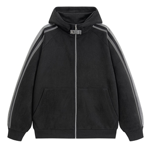 2025秋季麂皮绒开衫外套设计感防风领口连帽卫衣夹克WT3446-P60图片