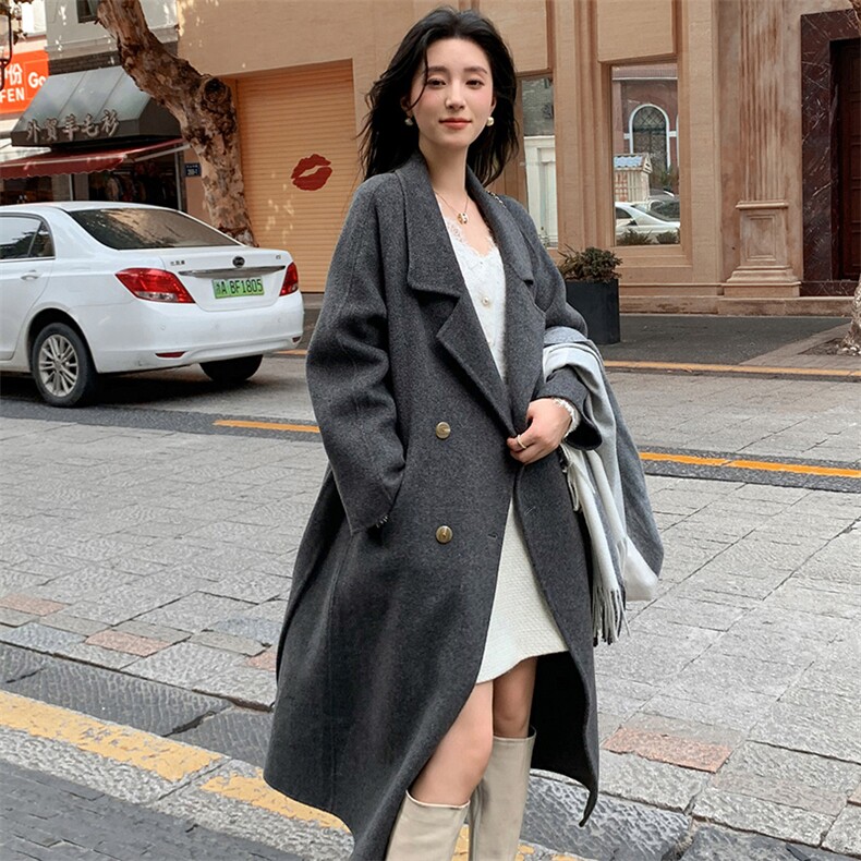 2024年秋季时尚潮流大气简约新款羊绒大衣,女装双面呢大衣,荣图大衣