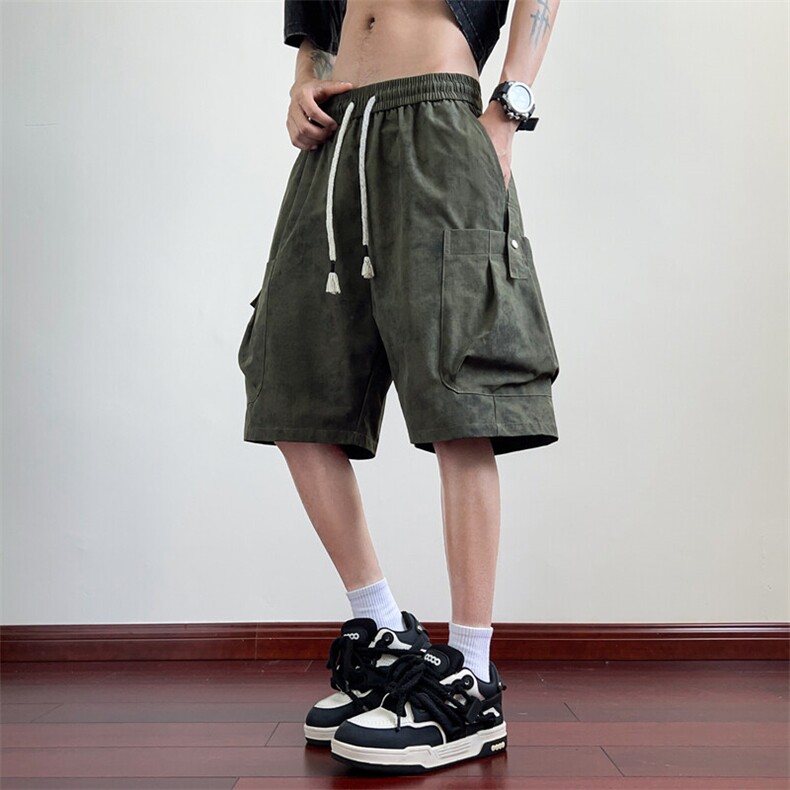 红木地板夏季冰感卫裤休闲短裤男拼接工装裤五分裤A436-2513-P40,男装休闲裤,电商A436