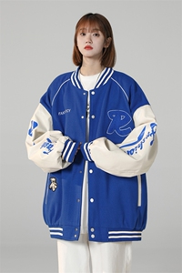 中性风秋季夹克宽松落肩拼色棒球服上衣外套DSA157B-JK711-P78图片