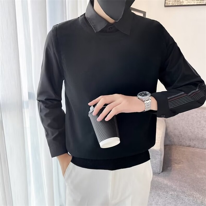 假两件毛衣男衬衫领秋冬流外穿针织衫S901-P55,男装针织衫/毛衣,星座1109-3
