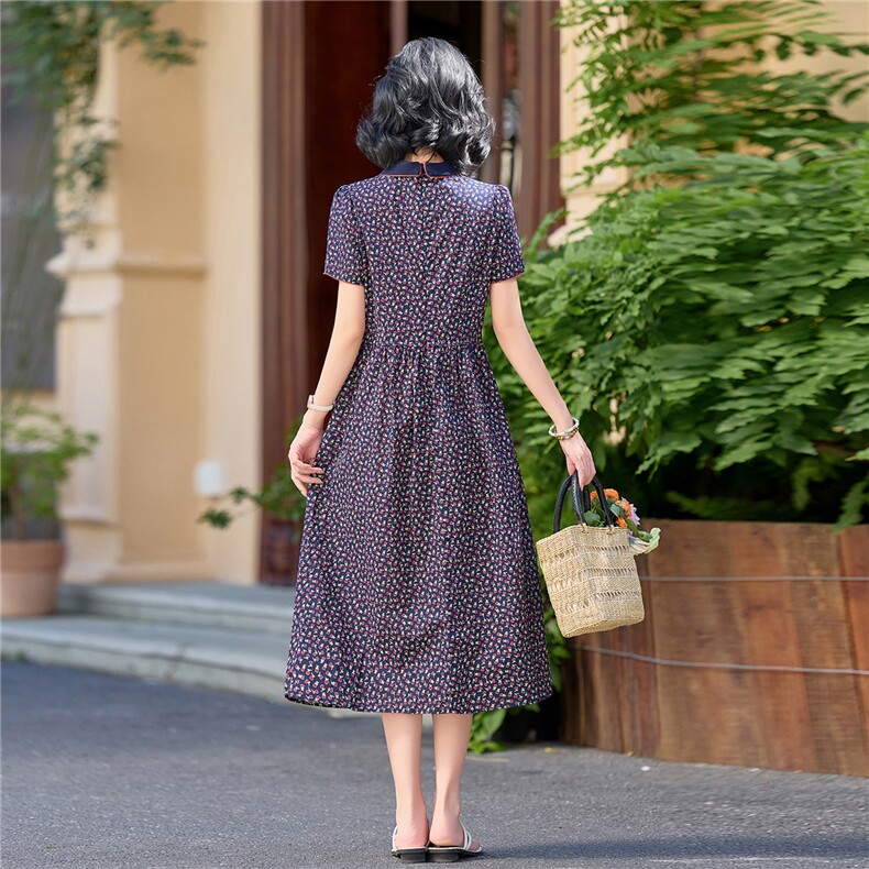 田园风碎花刺绣连衣裙女春夏收腰显瘦中长裙（细节图颜色为准）,女装连衣裙,水衣源