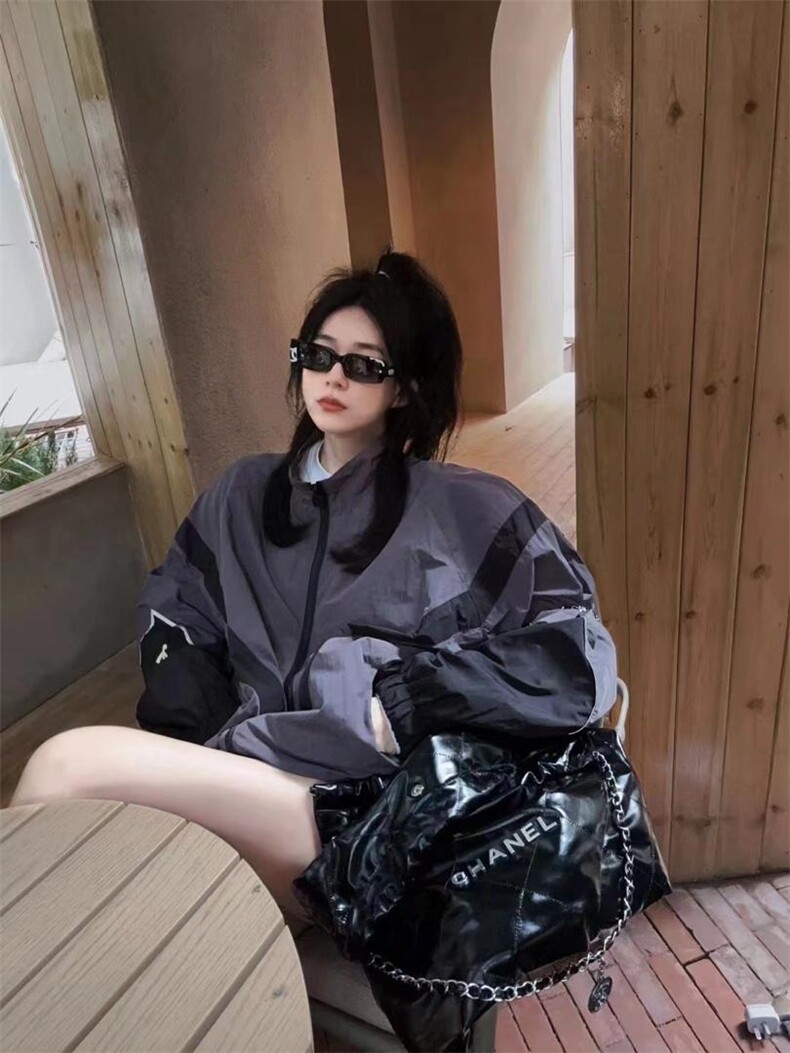 百搭气质高级显瘦休闲拼色外套,女装其它,L·H·X