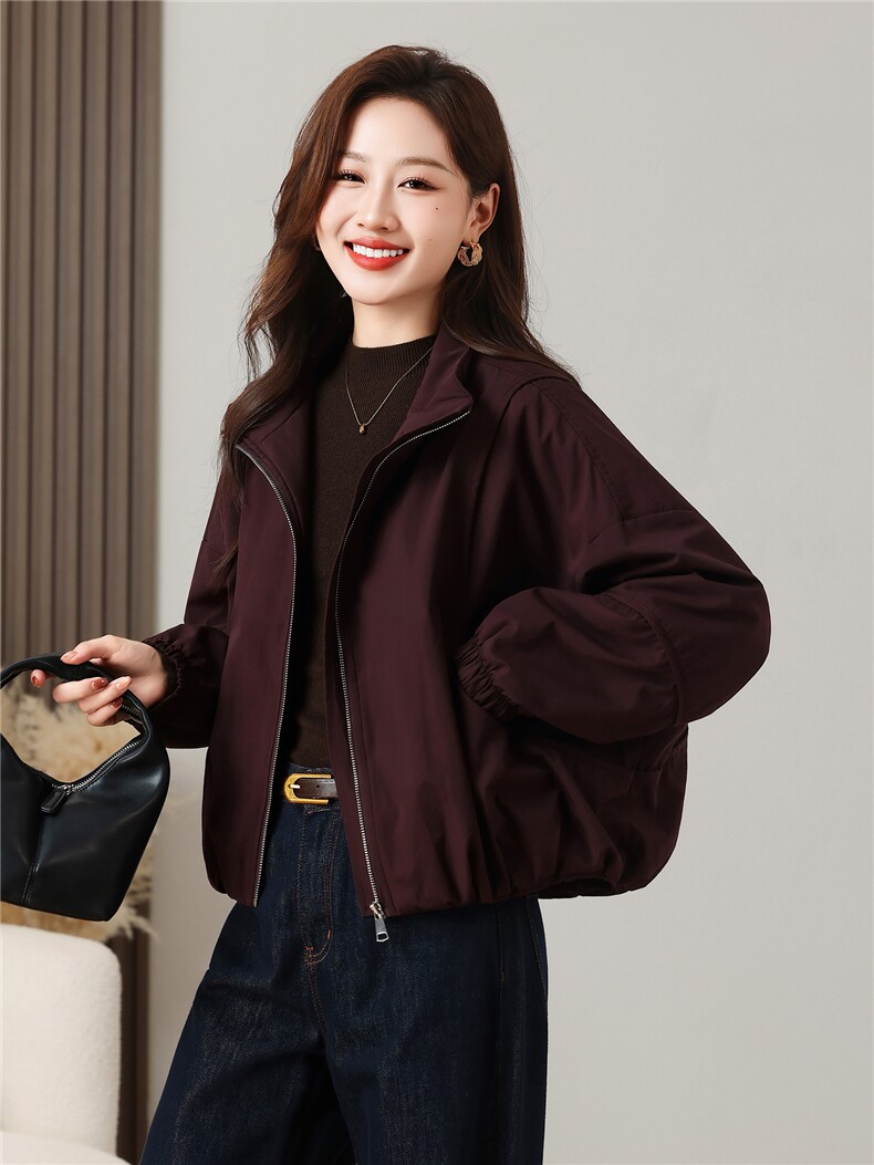 棉衣女冬季保暖加棉加厚纯色棉立领外套,女装棉衣/棉服,芙芮