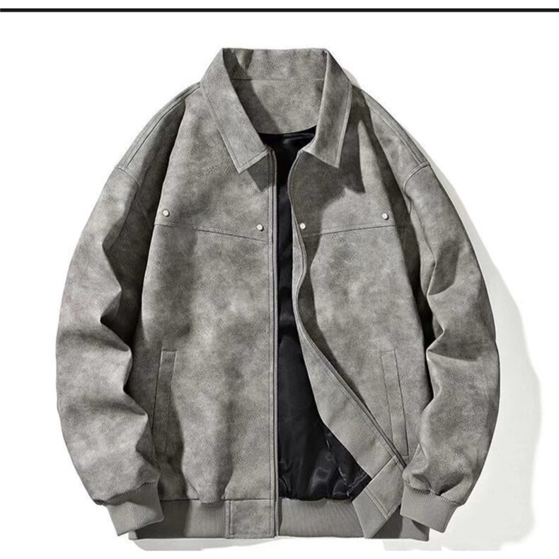 Q01-P52春秋皮衣外套潮牌宽松休闲机车服痞帅炸街高级,男装皮衣,电商B323A
