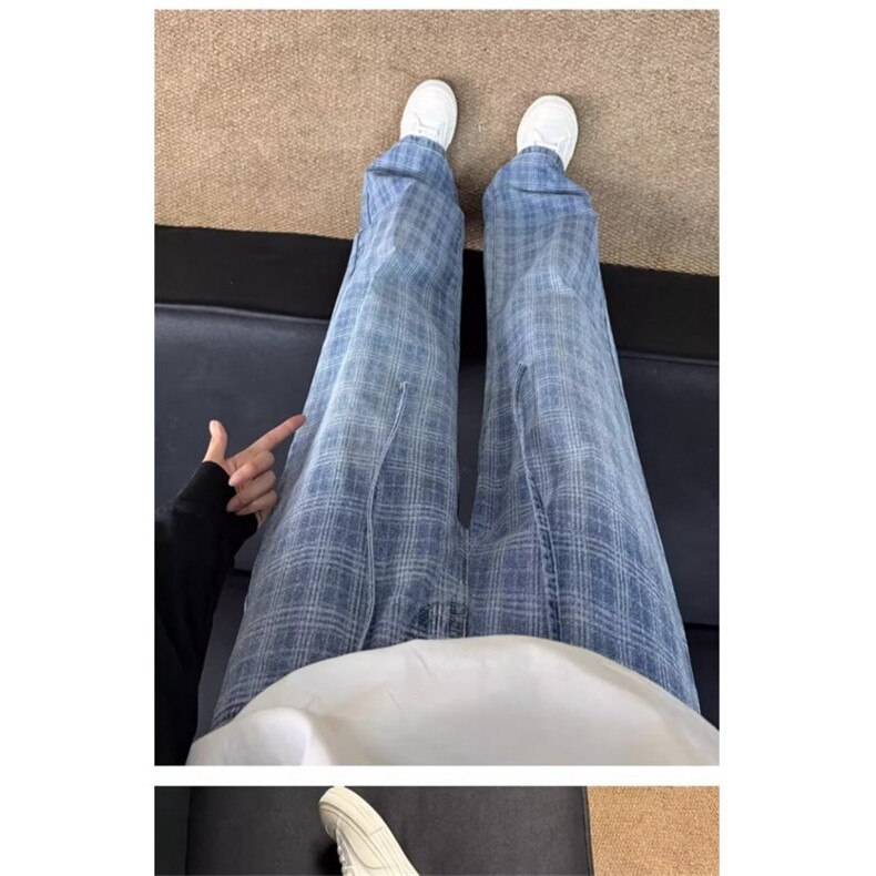 AK2152-P52春季格纹休闲裤高腰修身显瘦微喇叭马蹄裤,女装休闲裤,星座617A-2