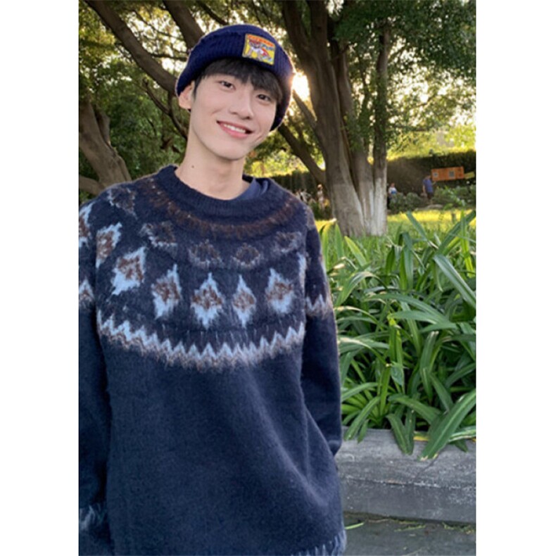 北欧费尔岛红色毛衣男女潮牌情侣装针织衫秋冬圣诞毛线衣MY369,男装针织衫/毛衣,星座1116A（原606A-3）