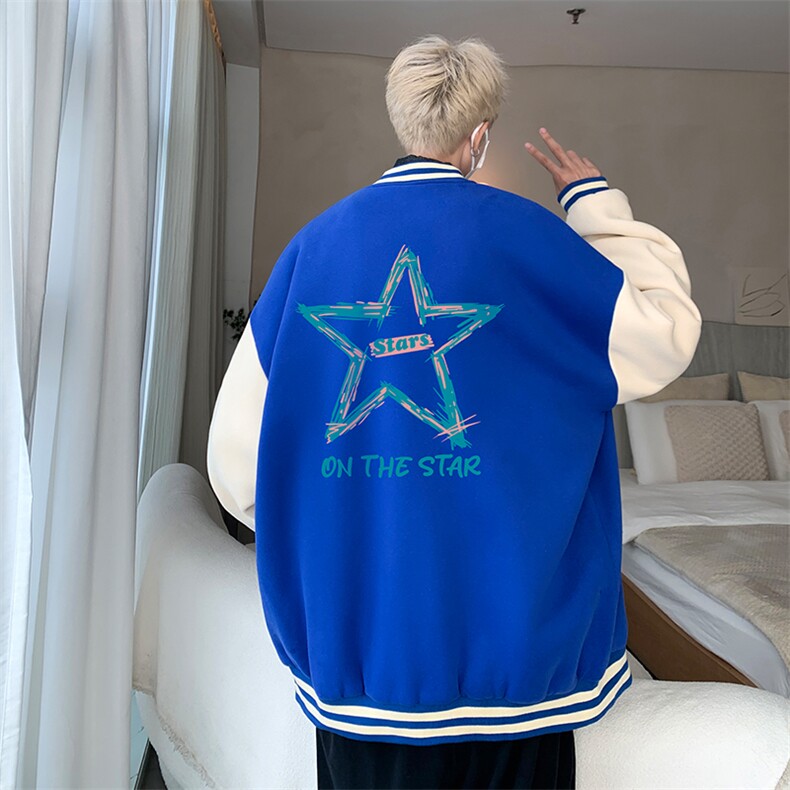 摇粒绒棒球服男大码开衫卫衣男夹克BF86340-P65,男装夹克,电商A040